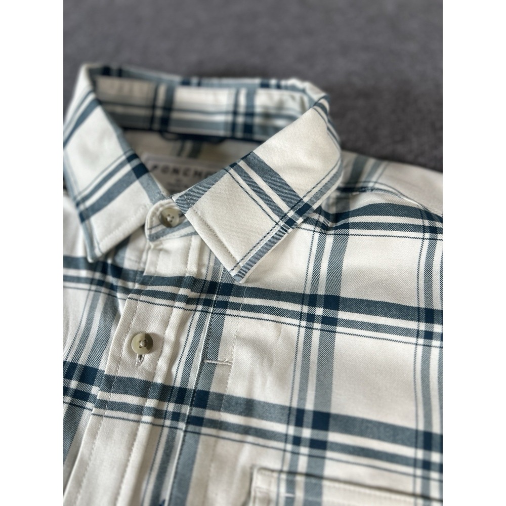 Poncho Outdoors Shirt Magnetic Pockets Tan Green Plaid XL Mens Long Sleeve New